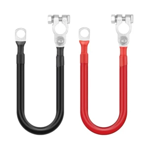 50cm 5AWG Heavy Duty Battery Inverter Cable Set Tinned Copper Clip to SC16-10 Lug Red Black PVC Power Wire for 12V 24V Solar RV
