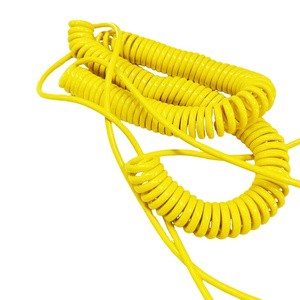 Custom Yellow Coiled Cable Spiral Spring Wire Harness for Signal Power Connection