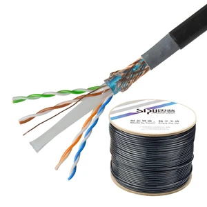 SIPU Waterproof Cat6 Outdoor Cable 305m Insulated with HDPE UTP Shield PVC Jacket 6.0mm O.D Copper Stranded Conductor