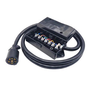 Black Color Heavy Duty 7Way Trailer Inline Cord US Standard 8feet Trainer Cord Cable for RV Autone Truck Trainer Campers