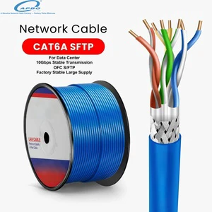 Anti-interference Cat6a S/FTP OFC Ethernet Cable 23AWG 305m Roll 10Gbps Double Shielded Industrial Network Cable Bulk Custom