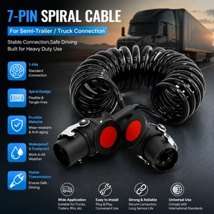 Factory Customized Size Length Adjustable 12V-24V High Low Temp Resistant 7 Way Trailer Cable for Tractor Spiral Wire