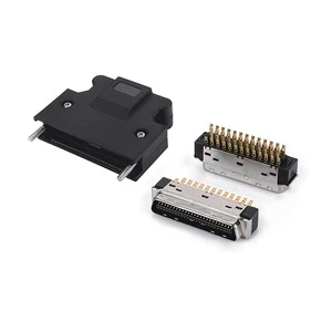 HPCN Male Solder Cable Mount 1.27 Pitch SCSI 50 Pin I/O Connectors with Plastic Cover Connector Accessories
