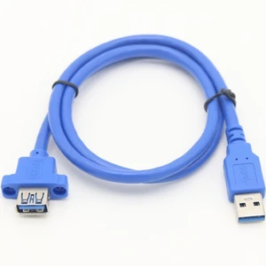 USB 3.0 AM AF Panel Mount Extension Cable Screw Lock 3A Fast Charging Copper Core PVC/PTFE/Nylon Insulated CE ROHS Custom Length