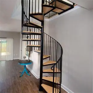 Elegant Indoor Spiral Staircase Helical Stair Design With Steel Structure and Solid Wood Steps for Luxury Interior