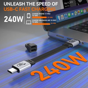 USB4 Type C Cable 240W PD Fast Charging Flat Flexible FPC Wire for Camera SSD Thunderbolt 4 Compatible Male to Male