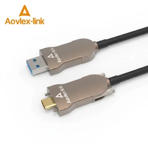 AOC USB3.0 Type A Male to Type C Male with Screw Locking USB 3.0 Active Optical Cable for Industrial Camera