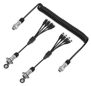 Solid 7-Pin Trailer Coil Cable Set for 4-Channel Rearview Camera Display Multi-Camera System for Trailers and Trucks