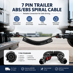 Heavy Duty Tensile Resistant Insulated 12V-24V 7 Way Trailer Spiral Cable for Commercial Tractor Use