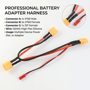 Customizable 12AWG 14AWG Silicone Wire XT60 XT90 To Dupont Battery Charging Connector Series Parallel Splitter Cable