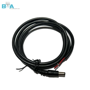 DC Power Cable 5.5x2.5mm Male Plug To Stripped End UL2464 18AWG 1200mm Black PVC Tinned Copper 300V Custom Length