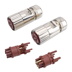 Heavy Duty Nickel Plated Brass High Current M40 Plug 6 8 Pin Circular Connector for Servo Motor