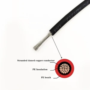 TUV Certificate 4mm2 6mm2 10mm2 16mm2 Pv Dc 500M 1000M Solar Electric Cable for Photovoltaic Solar System