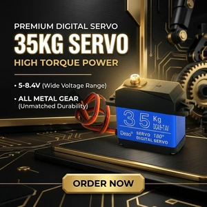 Deao High Torque Metal Plastic Gear Digital Servo 35KG 180 Degrees Robot Arm 4.8-7.4V 1 Year Warranty 2BB Bearing Connector RC