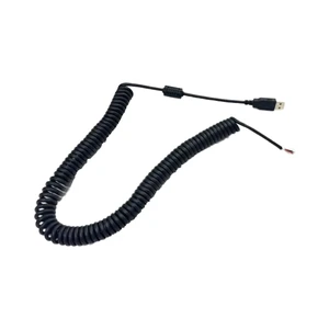 Custom 24AWG USB Plug Spiral Coiled Cable 4Pin Stripped Tinned End Spiral Coiled Cable PU/PVC Jacket Data Cable