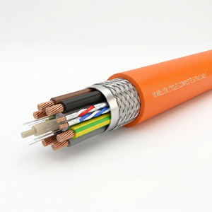 PrimePro 10M Cycles Composite Servo Cable | 3-in-1 Pwr+Sig+Brake | Hi-Flex Shielded PUR | Orange RAL 2003 | Robotic & CNC Grade