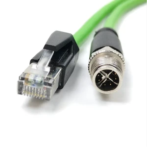 Premier Cable CAT6A M12 8 Position X-Code Male Female Panel Mount High Flex Gold-Plated Contacts IP67 Industrial Ethernet