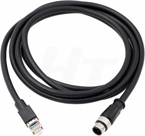 1m 2m 3m M12 D-Code Male to 4P RJ45 IP67 Waterproof Copper Ethernet Cable for Industrial Camera Sensor Cat5e with PVC Jacket