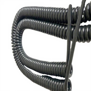 Spiral Coiled Retractable Black Copper Cable -40 to +85°C 16 AWG 300V