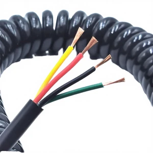 Electric Truck Coiled Cord Stranded Bare MDVR Spot 7-Core Spring Wire Trailer Cable 4P Aviation Connector Semi-Trailer PVC