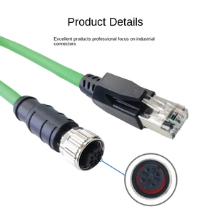 M12 D Code RJ45 Cat6e Gigabit 4-core High Flexibility Double Shielded EtherCat Industrial Ethernet Network IP67 PVC Jacket Pure