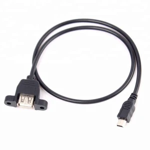 5-Pin Mini USB Male to USB 2.0 Female Socket Panel Mount Cable Cord for Cameras Computers