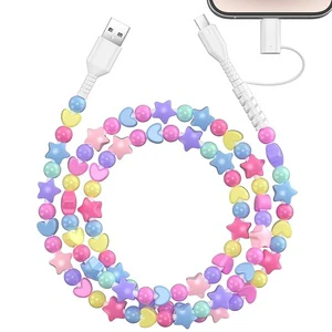 Ready Ship 2M USB 3.0 Beaded Type-C 2-in-1 Data Cable Braid Shielding 1 Year Warranty for Phones/Cameras/Computers Decoration