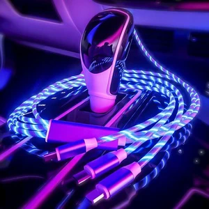 3 in 1 Flow Luminous LED USB Cable with TPE Jacket for Camera Phone & -Multi-Function Type-C/USB