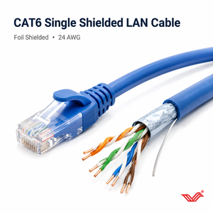 CAT6 Single Shielded LAN Cable 4 Pair 24AWG Network Cable for CCTV Office Ethernet and Data Installation