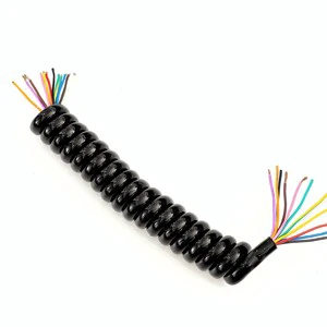 12-core 0.5/0.75mm Copper Conductor PVC Insulation TPU Black Spring Wire Telescopic Spiral Cable
