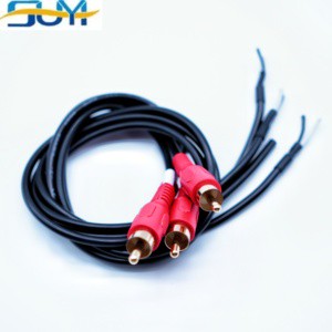 OEM Manufacturer Custom RCA To Bare Wire Audio Cable Gold Plated 4 Channel Tinned Copper PVC For Car Amplifier DSP Subwoofer