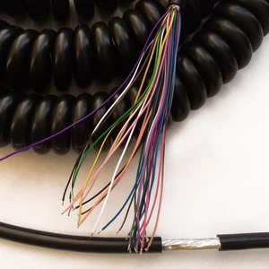 CNC Low Cost Machine Tool Custom Length 15-21 Core *0.1mm2 Coiled Spring Power Wire Cable Spiral Electrical Core Cable