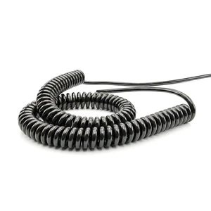 Mobile Lighthouse Vehicle Spiral Cable Telescopic PUR Wound Spring Cable, Customizable Length and Core Supported