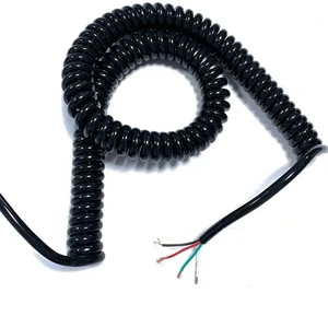 MYYONG PU Solid Copper 3 Cores 17-15 AWG Stretch Spiral Telescopic Power Cable for Underground Use 5-15m