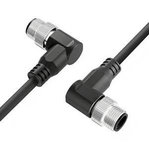 Industrial Power M12 A-Coded 5-Pin Copper Cable Male Angled Open Wire Connection for Sensor/Actuator PLC I/O