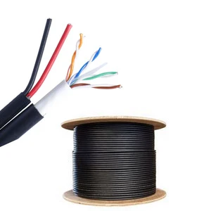 Waterproof Outdoor Cat6 Network Cable with Power Cord 4 Pair UTP RJ45 Communication Cables for CCTV