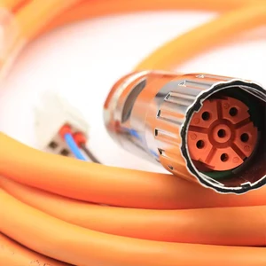 Automated Conveyor System M23 6pin Aluminum Servo Motor Connector Plug Cable Highly Flexible Orange Jacket IP67/IP68