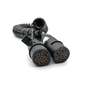 Trailer Spiral Cable Brake System Electrical Wires Connector 7 Pin Truck and Trailer Coil ABS Electric Power Cord