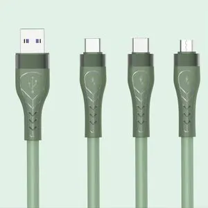 Universal 3-in-1 USB Type-C Cable with TPE Jacket Pure Copper Conductor 5A Fast Charging for Phones Cameras & Personal Computers