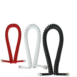 30AWG 4P4C 4-Core Spiral Telephone Wire Cable RJ9 RJ11 UTP Shield PVC Jacket Pure Copper Conductor Network Cable 2m Length