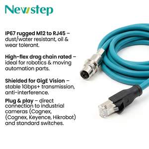 M12 X-Coded 8 Pin to RJ45 Industrial Ethernet Cable High Flexible GigE Vision Cable for Industrial Camera Machine Vision