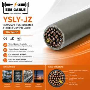 450/750V YSLY-JZ 30*1mm PVC Insulated Flexible Control Cable with Tinned Copper Wire Braid for Industrial & Construction Use