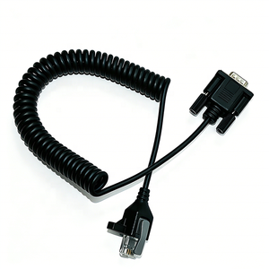 Spiral Network Cable DB9 to RJ45 Coiled Spiral Data Cable Extendable Serial Communication Cable for Industrial & PLC Devices