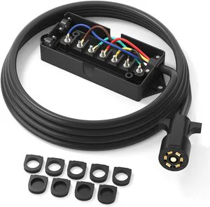 OEM PWR Heavy Duty 7 Way Plug Inline Trailer Cord Wire Pole Inline Light Trailer Wiring Harness Cable