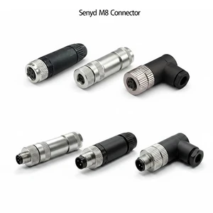 M8 Sensor Connector Field Wireable Male Female Plug 3 Pin 4 Pin A Coded IP67 Industrial Automation Connector Cable Assembly