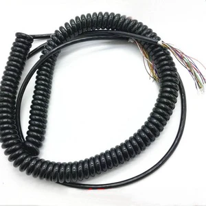 PU black spring wire spring wire multi-core spiral cable waterproof durable spring wire