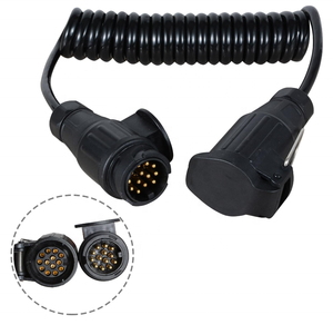 13 Core Trailer Extension Cable with Trailer Plug Socket 13-Pin 12V Trailer Connector Spiral Cable for Truck RV Caravan Tractor