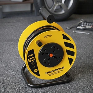 13A Tangle-Free 30M 50M Retractable Extension Cord Reel Cable Reel Drum 4 Sockets Cable Reel with Thermal Cut-out Switch