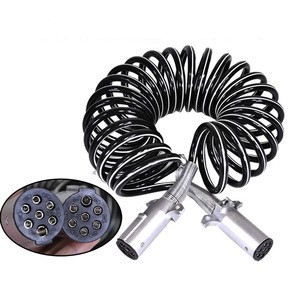 New Heavy Truck 5m Spiral Cable 7 Pin Spiral Power Cable Assembly 13T Max Payload for American Trailer Parts