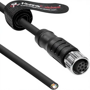Alvin's Cables M8 8-Pin Female A-Code Open End Shielded Standard Voltage Power I/O Cable for Baumer CX Series Cameras Industrial